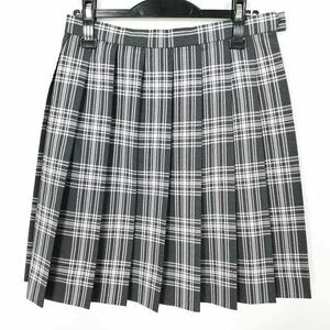 1円 スクールスカート 冬物 w69-丈51 チェック 中学 高校 プリーツ 学生服 制服 女子 中古 IN4287