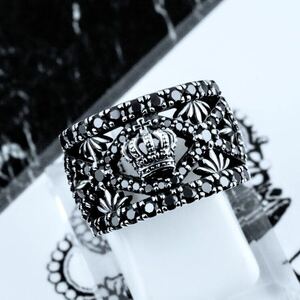  beautiful goods! Justin Davis SRJ170 Gatsby ring 11 number Crown zirconia black 