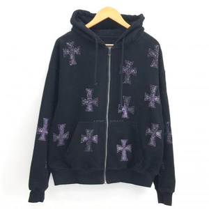 【中古】UNKNOWN LONDON Cross Rhinestone Zip Up Hoodie パーカー XS ネイビー アンノウン・ロンドン[240010386144]