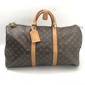 【中古】LOUISVUITTON キーポル50 ボストンバッグ M41426 ブラウン モノグラム ルイ・ヴィトン カデナ付き[240066138906]