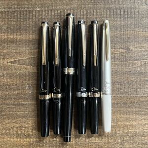 ①ビンテージ万年筆 パイロット エリート 6本 PILOT Elite 18k / 14k 【1970年代〜1980年代】昭和 ヴィンテージペン ショートタイプ万年筆