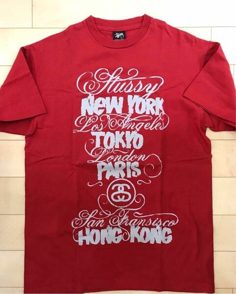 極美品 2000年代初期 old stussy ステューシー Tシャツ ワールドツアー Lサイズ 赤