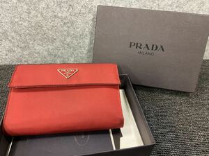 ◆【売り切り】PRADA プラダ 三つ折り ウォレット 内レザー 折り財布