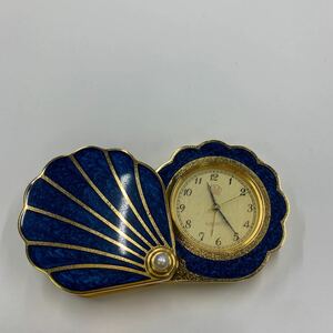 ◎【売り切り】MIKIMOTO ミキモト 置時計 N-002 トラベルクロック シェル型 パール ブルー 