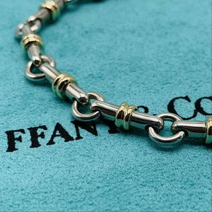 ◇【売り切り】Tiffany&Co.（ティファニー）希少 バーリング ネックレス ブレスレット セット シルバー925/750（K18）コンビ 