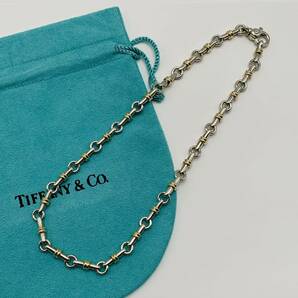 ◇【売り切り】Tiffany&Co.（ティファニー）希少 バーリング ネックレス ブレスレット セット シルバー925/750（K18）コンビ の画像2