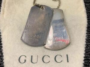 △【売り切り】GUCCI グッチ ドッグタグ ロゴ プレート ネックレス ペンダント 