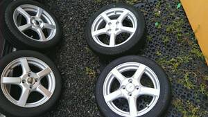 175/55R15 145/65R15 バリ山バリ溝ダンロップトーヨー　きれいめアルミホイール4本セット　三菱アイ夏タイヤ