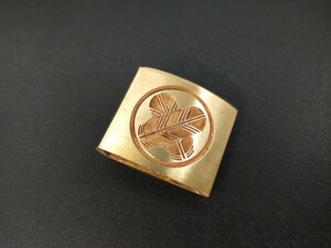 HB03　はばき　家紋の図　丸に翼　銅製　彫刻　金工　ハバキ　日本刀装具　刀剣美術　現代品