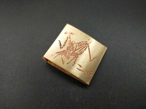 はばき　カマキリの図　銅製　彫刻　金工　ハバキ　日本刀装具　刀剣美術　現代品