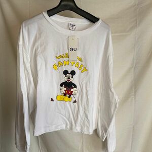 ホワイト 白 Tシャツ ディズニー Disney USA製 ミッキーマウス ロンT 90s GU 新品未使用品