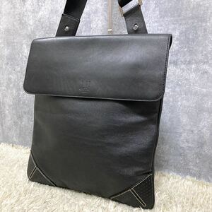 1円〜 美品 Dunhill ダンヒル ショルダーバッグ メッセンジャー ビジネス 斜め掛け レザー ブラック 本革　上質 カジュアル サコッシュ