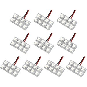 10個セット●● 12V FLUX8連 2×4 LED 基板 端子形状T10×42mm ルームランプ ホワイト