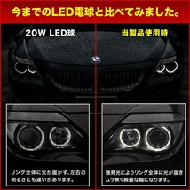 BMW 5シリーズ セダン E60 後期 イカリング LEDバルブ スモール ポジション 2個組 H8 80W LM-024 警告灯キャンセラー付_画像2