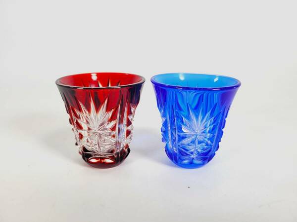 【蔵出し品・美品】江戸切子　冷酒杯　ペアセット　日本酒　ショットグラス　ぐい