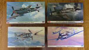 【ハセガワ】ドイツ機 1/48 Bf109G-6 w/グラーフ,Fw190A-8/R8ボーデンプラッテ,Bf109G-14,Fw190A-4の４点セット【未組立】