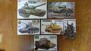 【タミヤ】1/35 T-72M1戦車,T34/85中戦車,T34/76戦車1942と自走砲マーダーIIとM3グラントMk.Iとドイツ歩兵の６点セット【未組立】