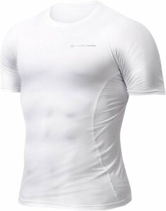 IWAMA HOSEI 岩間縫製 コンプレッションウェア メンズ 半袖 アンダーウェア 加圧シャツ Tシャツ 男性用 インナー 丸首 ホワイト 白 L 22