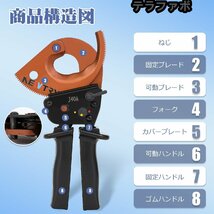 ケーブルカッター ワイヤーカッター 銅、アルミ芯ケーブル、通信ケーブルに適用 業務用 プロ 片手操作 (J40A)_画像5