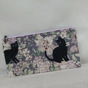 ハンドメイドporch黒猫フラットPurple