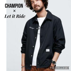 M/ナノユニバース×チャンピオンChampion×Let it Rideレットイットライド/コラボ別注/コーチジャケット/ナイロンブルゾン/ネイビー紺