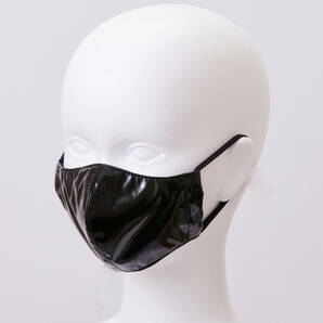 極上★黒エナメル(PVC) ファッションマスク(裏地はエナメル！)4Lサイズ(男性用・超特大サイズ)ハンドメイド 光沢抜群の画像1