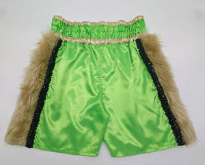 tsurutsurutekateka* satin cloth. contest for boxing trunks ( mesh lining attaching ) Neo green ( men's L size ) combative sports costume new goods 