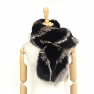 美品【 saga furs★フリンジ付 】レア　￥1000～　高級毛皮　フォックス◆ショール　2WAY　和装・洋装OK　幅：25cm　マルチカラー◆T897T