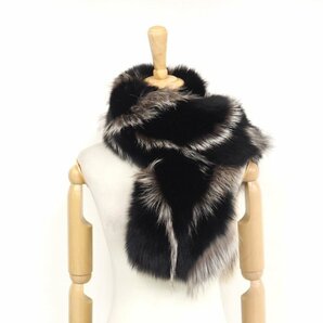 美品【 saga furs★フリンジ付 】レア ￥1000～ 高級毛皮 フォックス◆ショール 2WAY 和装・洋装OK 幅：25cm マルチカラー◆T897Tの画像1