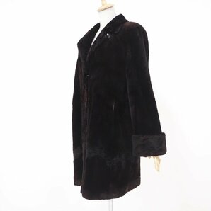 訳あり品【 銀 SAGA MINK / 衿：2WAY 】高級毛皮 シェアードミンク ◆ロングコート 91cm丈 ◆黒色に近いDB ◆サイズ 12号 大き目 ◆T942Yの画像4