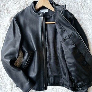 極美品！UNITED ARROWS / BEAUTY&YOUTH 羊革 ラムレザー シングルライダース ジャケット ブラック メンズ Sサイズ ユナイテッドアローズ