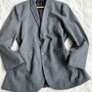 希少XXLサイズ！【大人のお洒落】ESSENTIALS ZARA ザラ 鹿の子 テーラードジャケット メンズ 2B グレー アンコン スーツ 大きいサイズの画像4