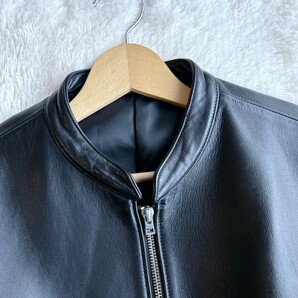 【極上のラムレザー】極美品！ LIDNM シングルライダース ジャケット 羊革 ブラック 黒 日本製 メンズ シープスキン リドム Mサイズ 羊皮の画像3