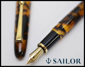 良品 SAILOR 万年筆 べっ甲柄 JAPAN FOUNDED 1911 ペン先 TIGP セーラー万年筆 MF チタニウムゴールドプレート