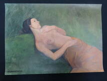 【模写】 岡田三郎助　横臥裸婦　1930年頃　油彩画　紙本著色 ・額縁無し・洋画・写真やコピーではなく人が描いた絵・os02c_画像1