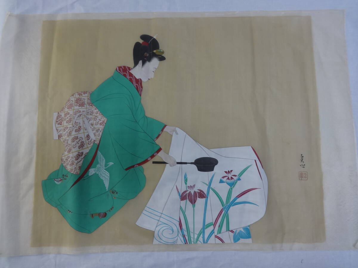 [Copy] Sadao Nakamura Colored Kimono Beauty ･Watercolor painting ･Silk coloring ･Ukiyo-e Japanese painting ･No frame ･A picture drawn by a person rather than a print or photo nt02b, painting, Japanese painting, person, Bodhisattva