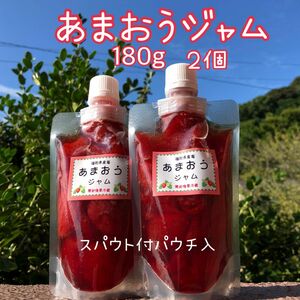 あまおうジャム　180g入２個　口付パウチ入で扱いやすい　粒感があるゆるめのジャム