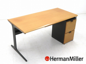 r6j710A* прекрасный товар * Herman Miller * Vintage * Vintage * дуб материал * с ящиками с одной стороны стол * стол * стол * Mid-century *2 уровень шкаф *