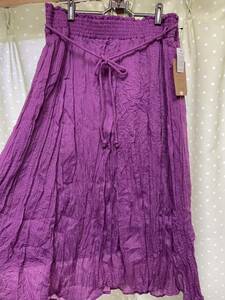 ギャザースカート　紫　3L