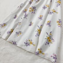 Noela ノエラ 花柄 スカート フレア ベルト付き オフホワイト パープル イエロー 日本製 M _画像6
