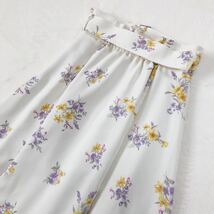 Noela ノエラ 花柄 スカート フレア ベルト付き オフホワイト パープル イエロー 日本製 M _画像5