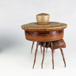 極美古銅煎茶道具質感細工銅クモ蓋置置物の画像9