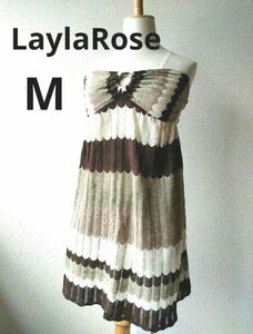 LaylaRose　ベアトップワンピース　М　ミニワンピ　ノースリーブワンピース　ベアトップ　透かし編み　サマーワンピース