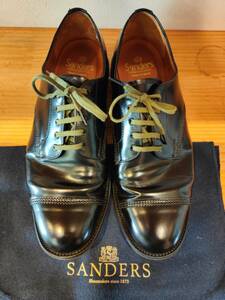 SANDERS サンダース UK8.5 ミリタリーダービーシューズ Military Derby Shoe 1128B 黒 ポリッシュレザー