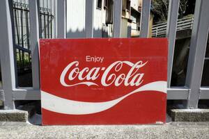  Vintage large Coca Cola Coca Cola signboard acrylic fiber autograph Setagaya base America USA garage entranceway display retro 