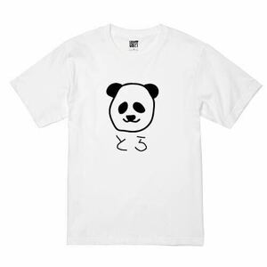 USOT うそT パンダ×とら 顔 おもしろTシャツ かわいい パロディ 半袖Tシャツ ゆるい WHITE ホワイトTee 白 Ｍ