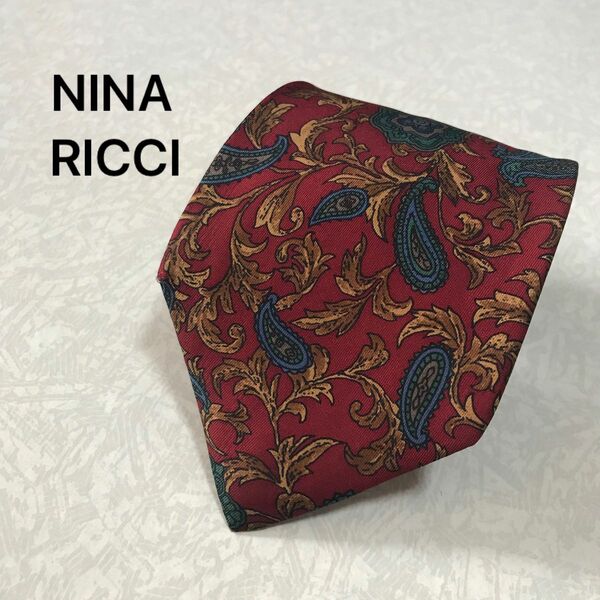 NINA RICCI ニナリッチ ネクタイ 赤ネクタイ 柄ネクタイ ブランドネクタイ おしゃれネクタイ シルク