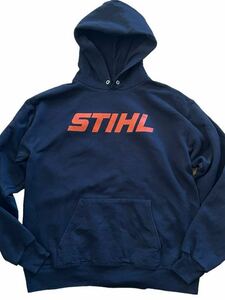 ●●vintage Hanes STIHL ヘインズ スチール スウェットパーカー M 黒ブラック●●