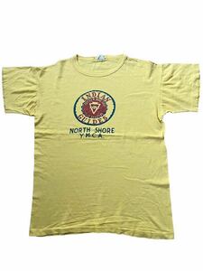 ●●vintage 50's 60's us製 Champion チャンピオン 小文字ランタグ NORTH SHORE Y.M.C.A. T L 黄色●●