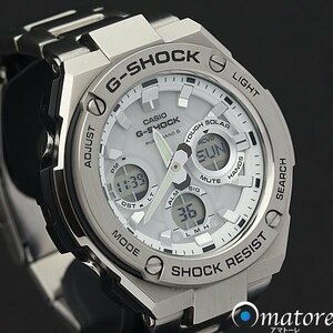 1円～◎美品◎CASIO カシオ Gショック【G-STEEL(Gスチール)】メンズ 電波ソーラー GST-W110D-7AJF◎